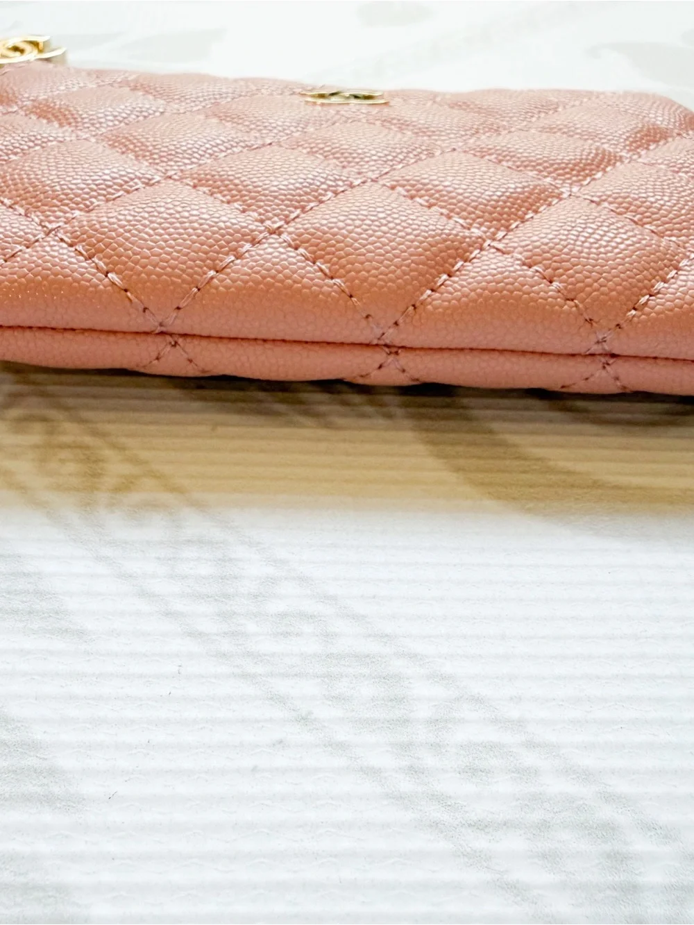 CHANEL Pink Quilted Zip Pouch with Gold CC - Picture 6 of 12